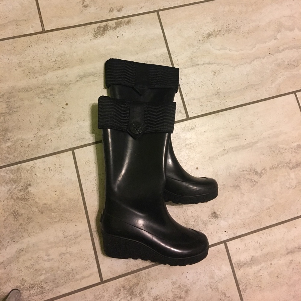 Spery Top-Sider Black wedges rain boots